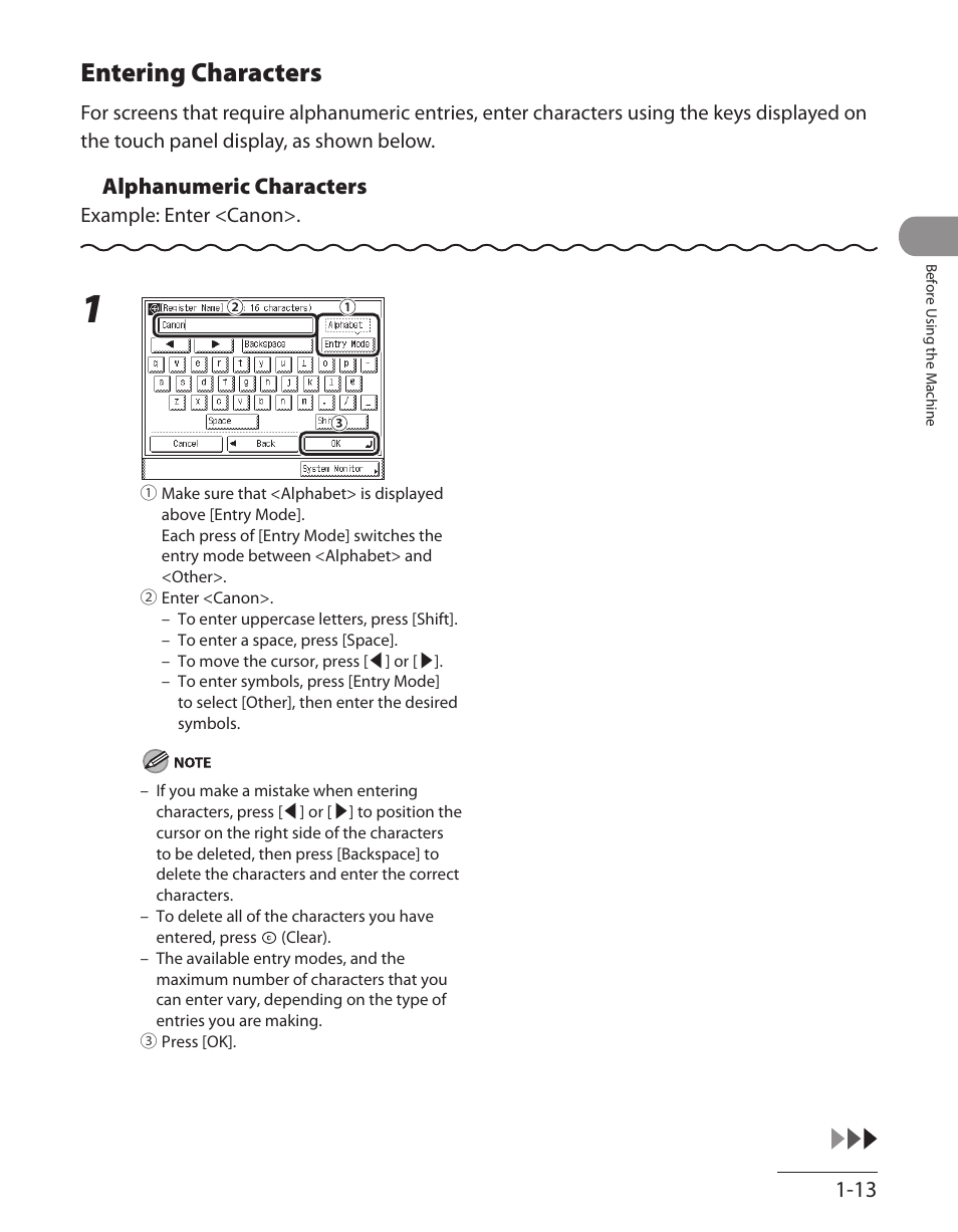 Entering characters, Entering characters ‑13 | Canon ImageCLASS MF7480 User Manual | Page 54 / 388