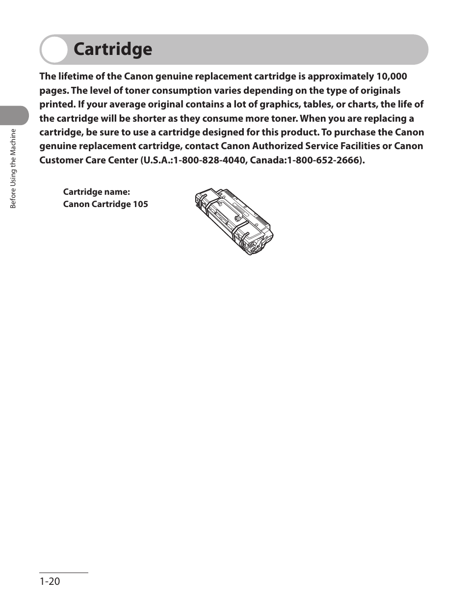 Cartridge, Cartridge -20 | Canon ImageCLASS MF7480 User Manual | Page 61 / 388