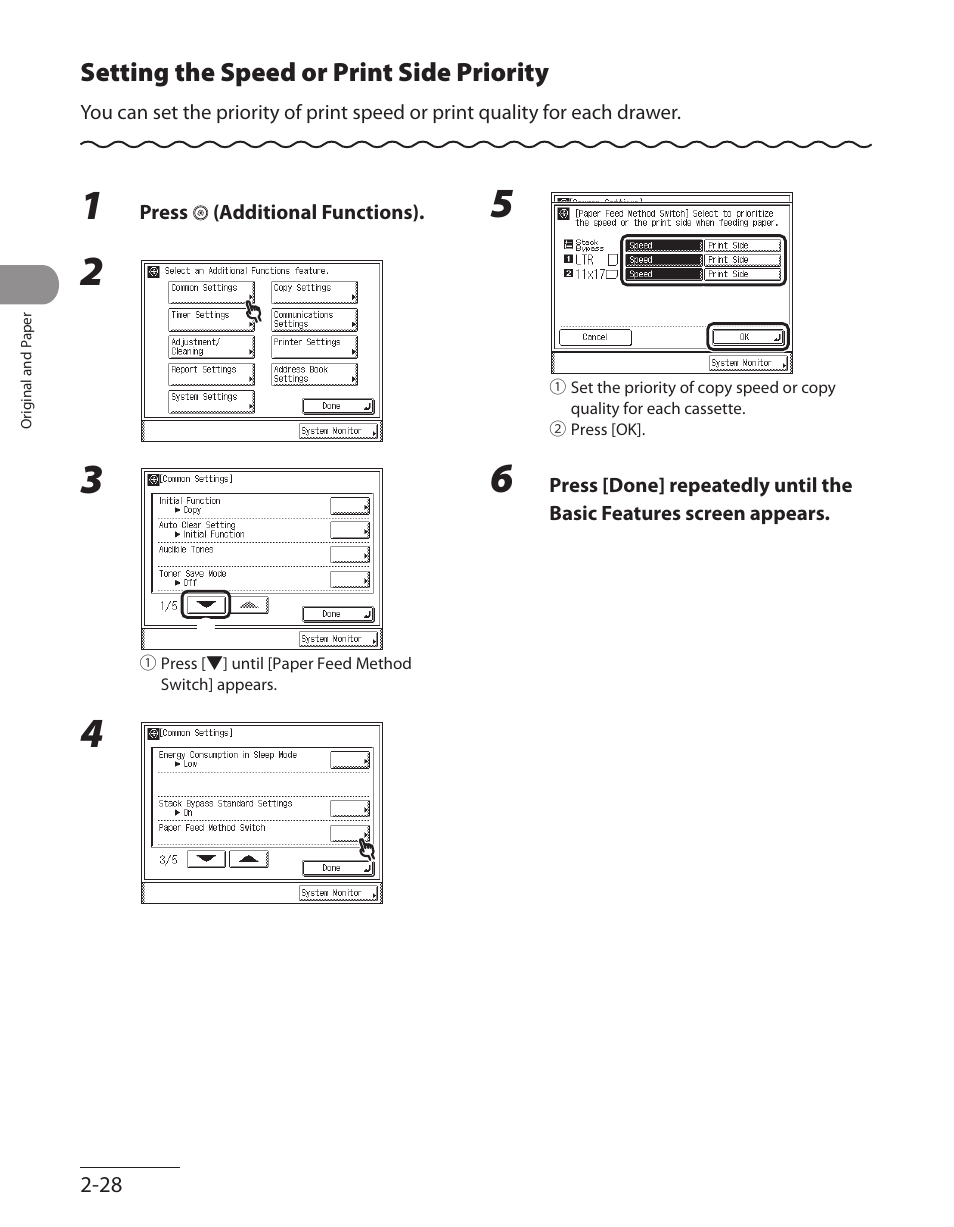 Setting the speed or print side priority, Setting the speed or print side priority ‑28 | Canon ImageCLASS MF7480 User Manual | Page 95 / 388