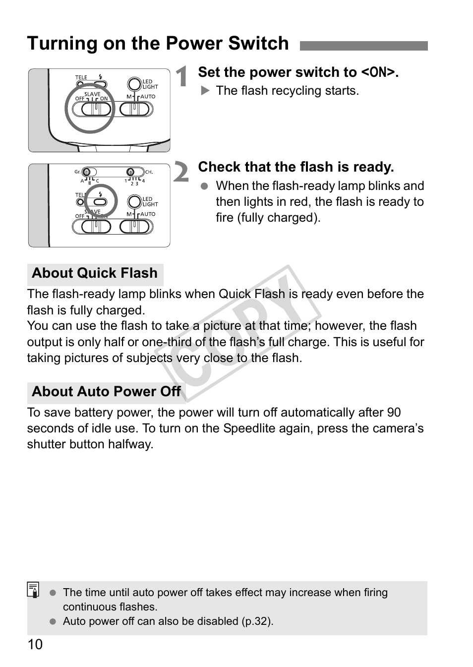 Cop y | Canon Speedlite 320EX User Manual | Page 12 / 148