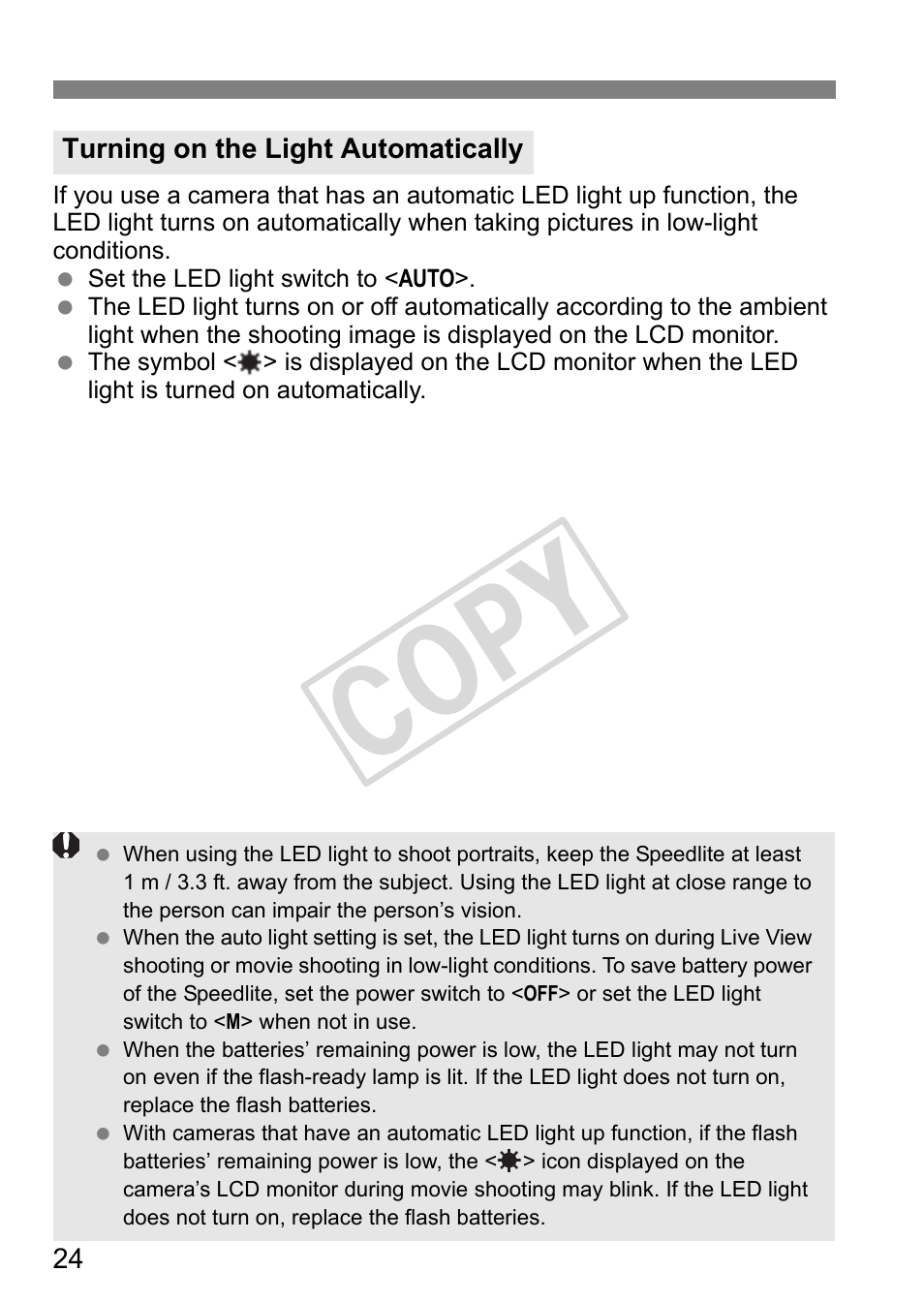 Cop y | Canon Speedlite 320EX User Manual | Page 26 / 148