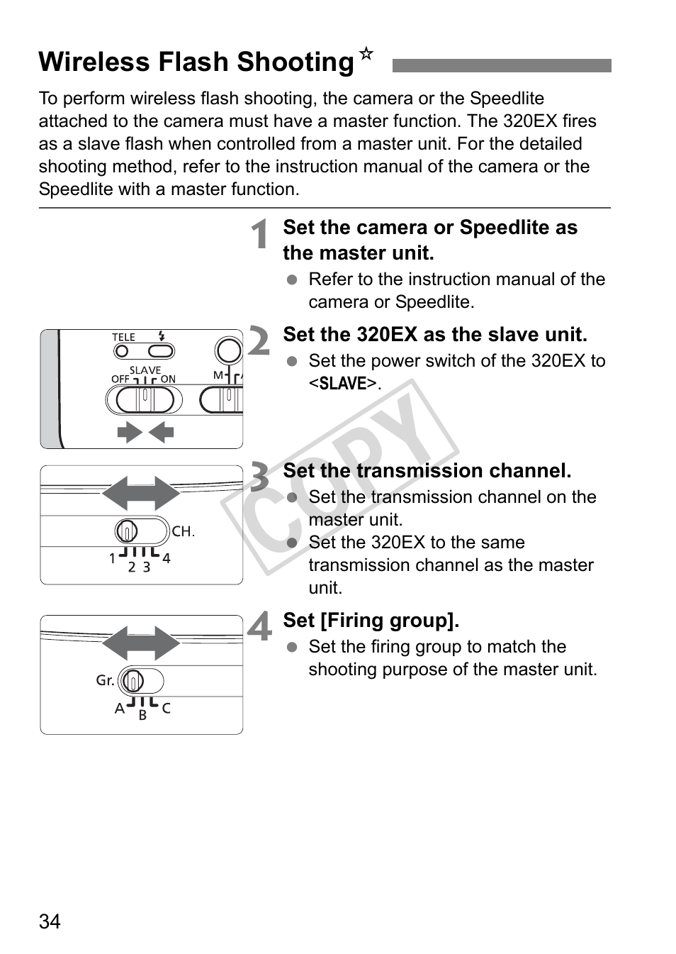 Cop y | Canon Speedlite 320EX User Manual | Page 36 / 148