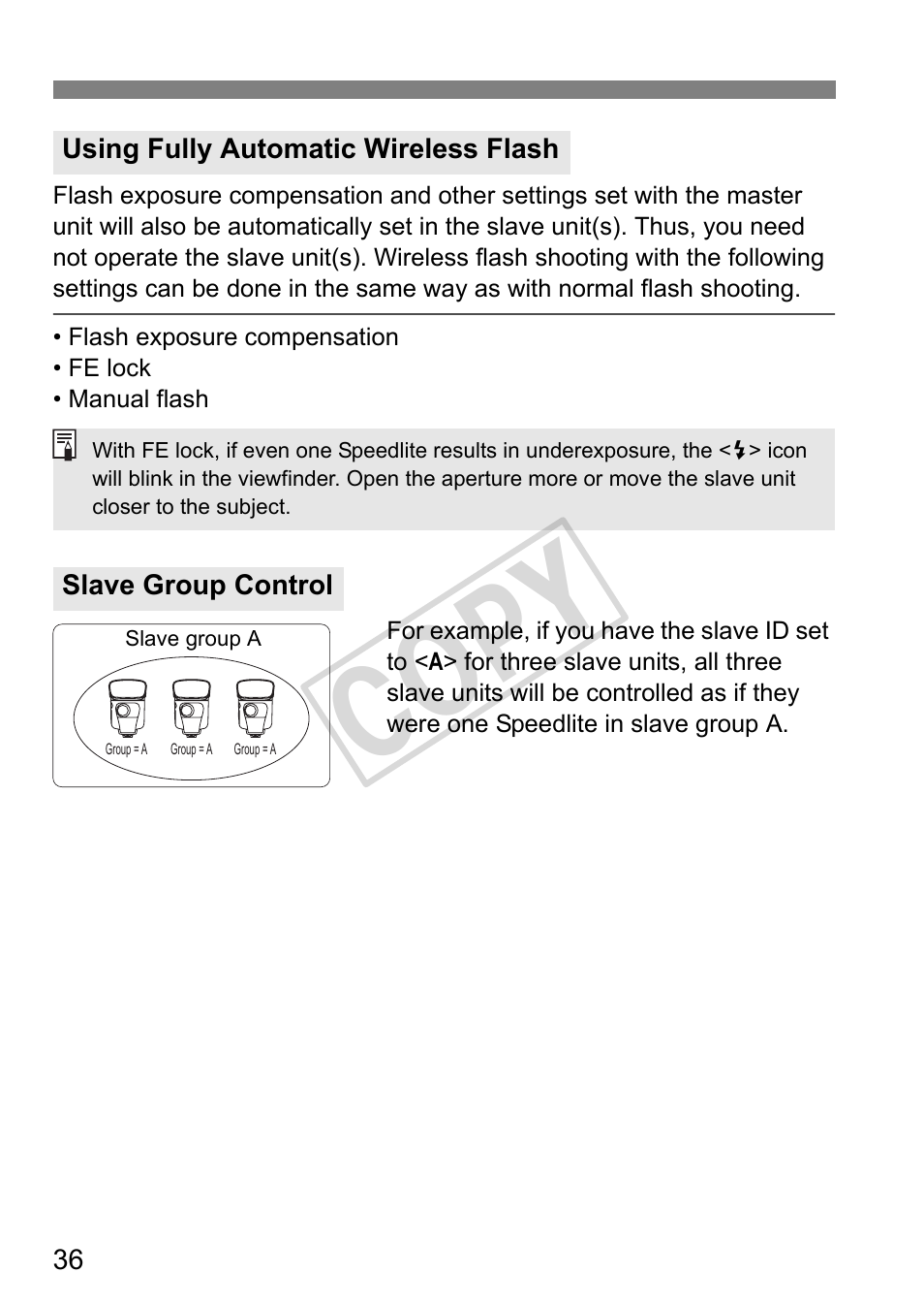 Cop y | Canon Speedlite 320EX User Manual | Page 38 / 148