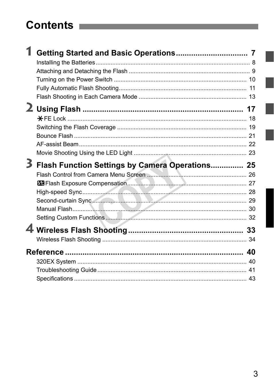 Cop y | Canon Speedlite 320EX User Manual | Page 5 / 148