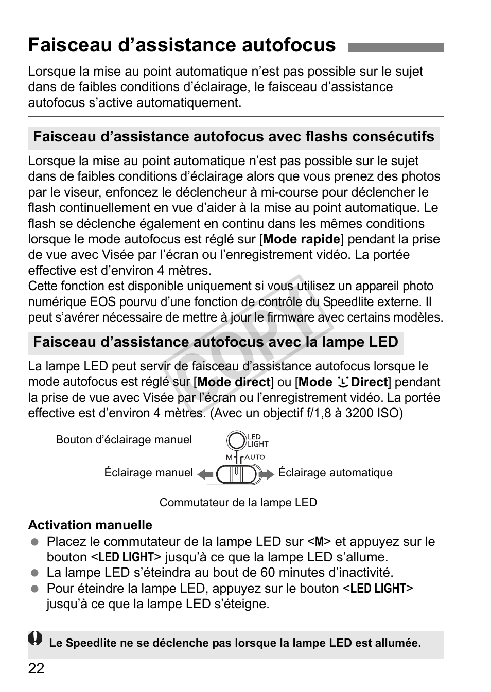 Cop y, Faisceau d’assistance autofocus | Canon Speedlite 320EX User Manual | Page 72 / 148