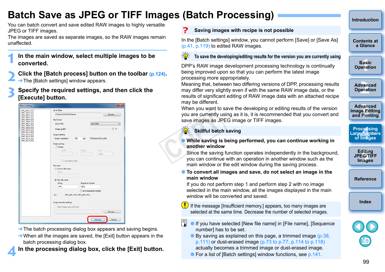 P.99, P.99), Multiple images | Cop y | Canon EOS 60DA User Manual | Page 100 / 150