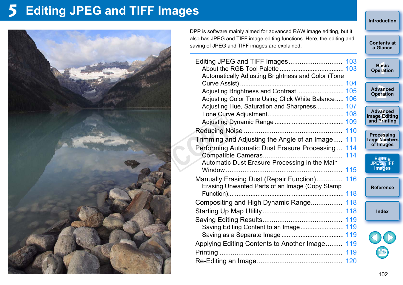 Editing jpeg and tiff images, Editing, Jpeg/tiff | Images, C op y | Canon EOS 60DA User Manual | Page 103 / 150