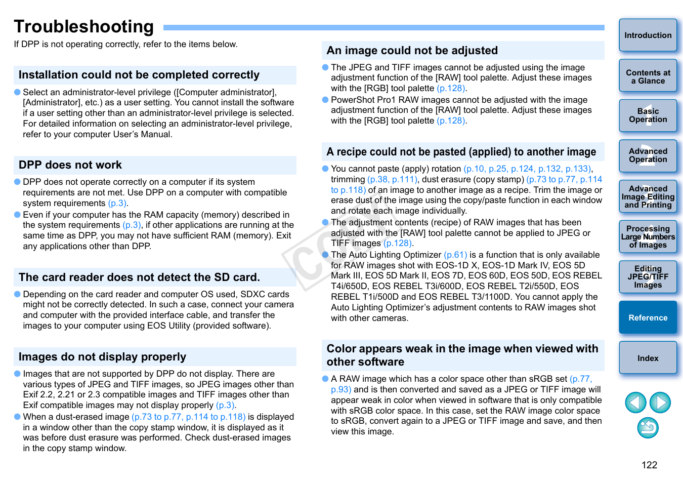 Troubleshooting, Cop y | Canon EOS 60DA User Manual | Page 123 / 150