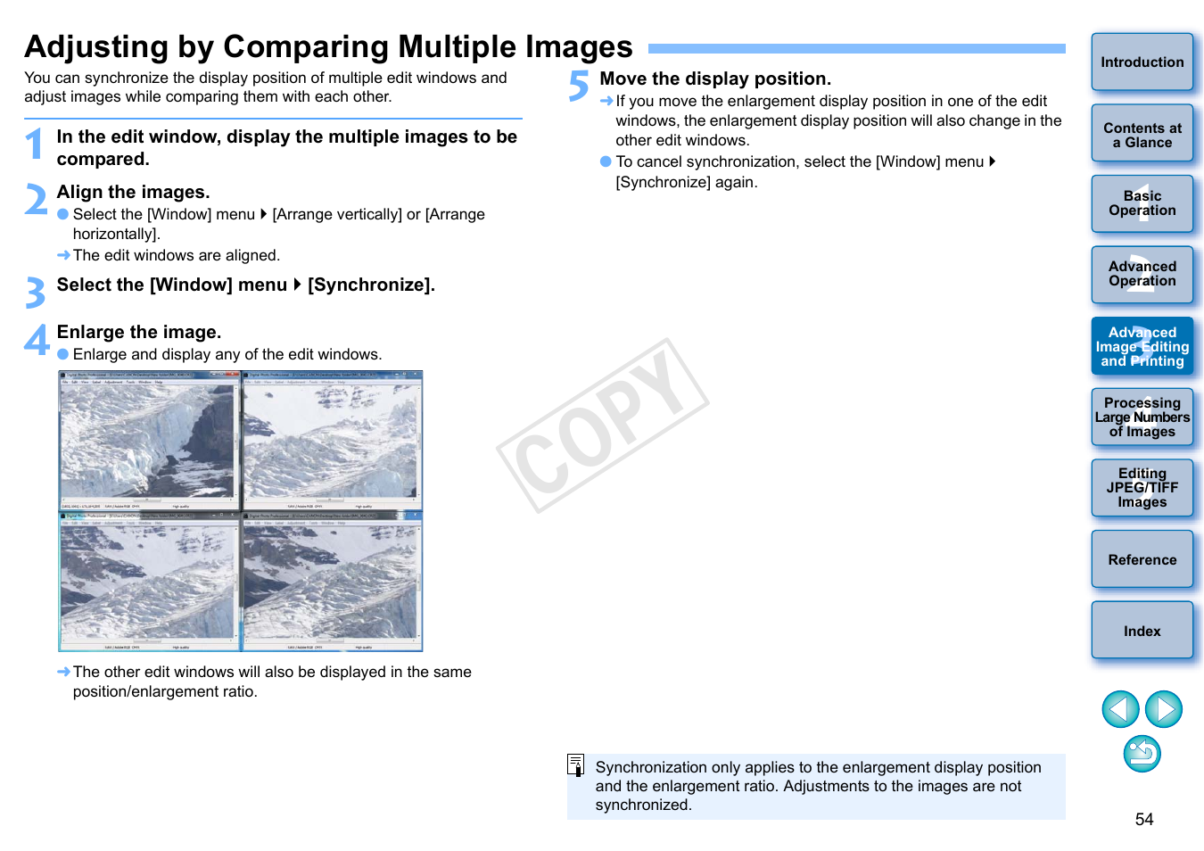 Adjusting by comparing multiple images, P.54, P.54) | Cop y | Canon EOS 60DA User Manual | Page 55 / 150