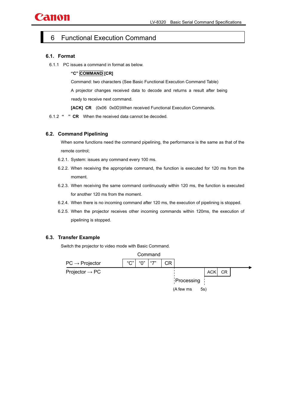 6．functional execution command | Canon LV-8320 User Manual | Page 10 / 26