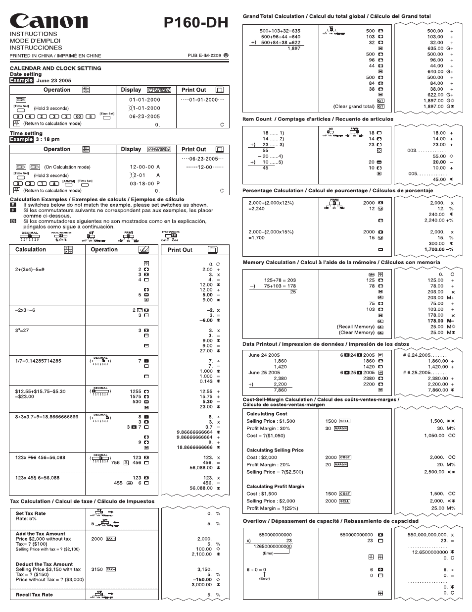 Canon P160-DH User Manual | 4 pages