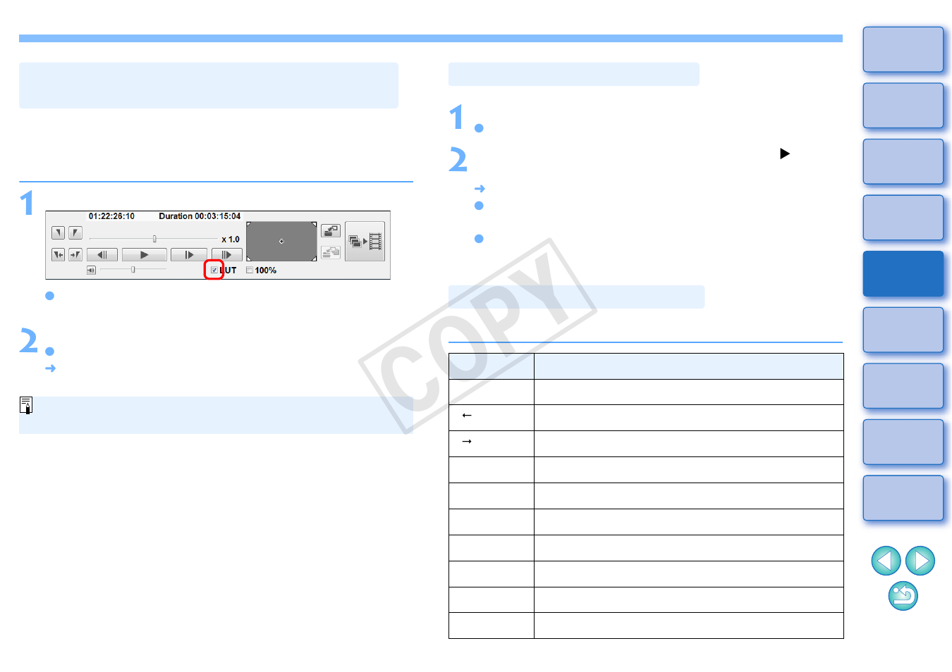 Playing back in full screen, Operations using keyboard, Cop y | Canon EOS-1D C User Manual | Page 10 / 26