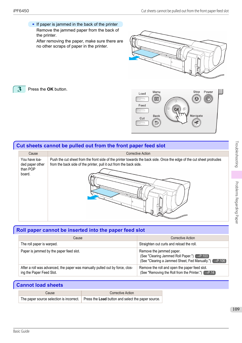 Cannot load sheets | Canon imagePROGRAF iPF6450 User Manual | Page 109 / 159