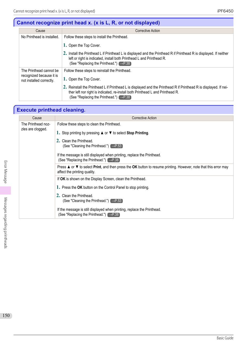 Execute printhead cleaning | Canon imagePROGRAF iPF6450 User Manual | Page 150 / 159