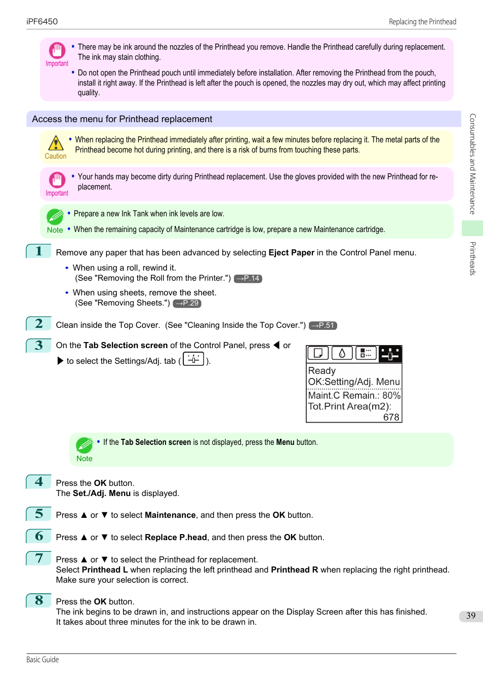 Canon imagePROGRAF iPF6450 User Manual | Page 39 / 159