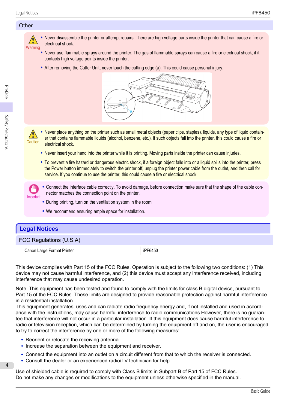 Legal notices | Canon imagePROGRAF iPF6450 User Manual | Page 4 / 159