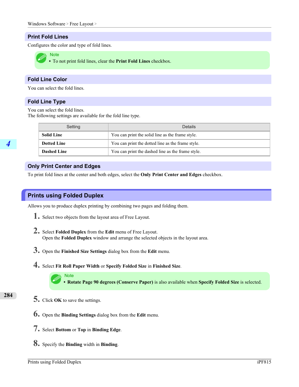 Prints using folded duplex | Canon imagePROGRAF iPF815 User Manual | Page 300 / 960