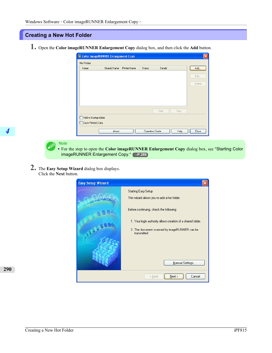 Creating a new hot folder | Canon imagePROGRAF iPF815 User Manual | Page 306 / 960