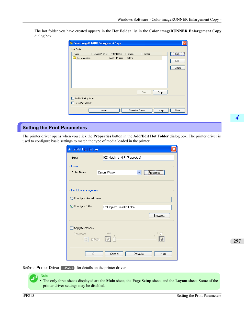 Setting the print parameters | Canon imagePROGRAF iPF815 User Manual | Page 313 / 960
