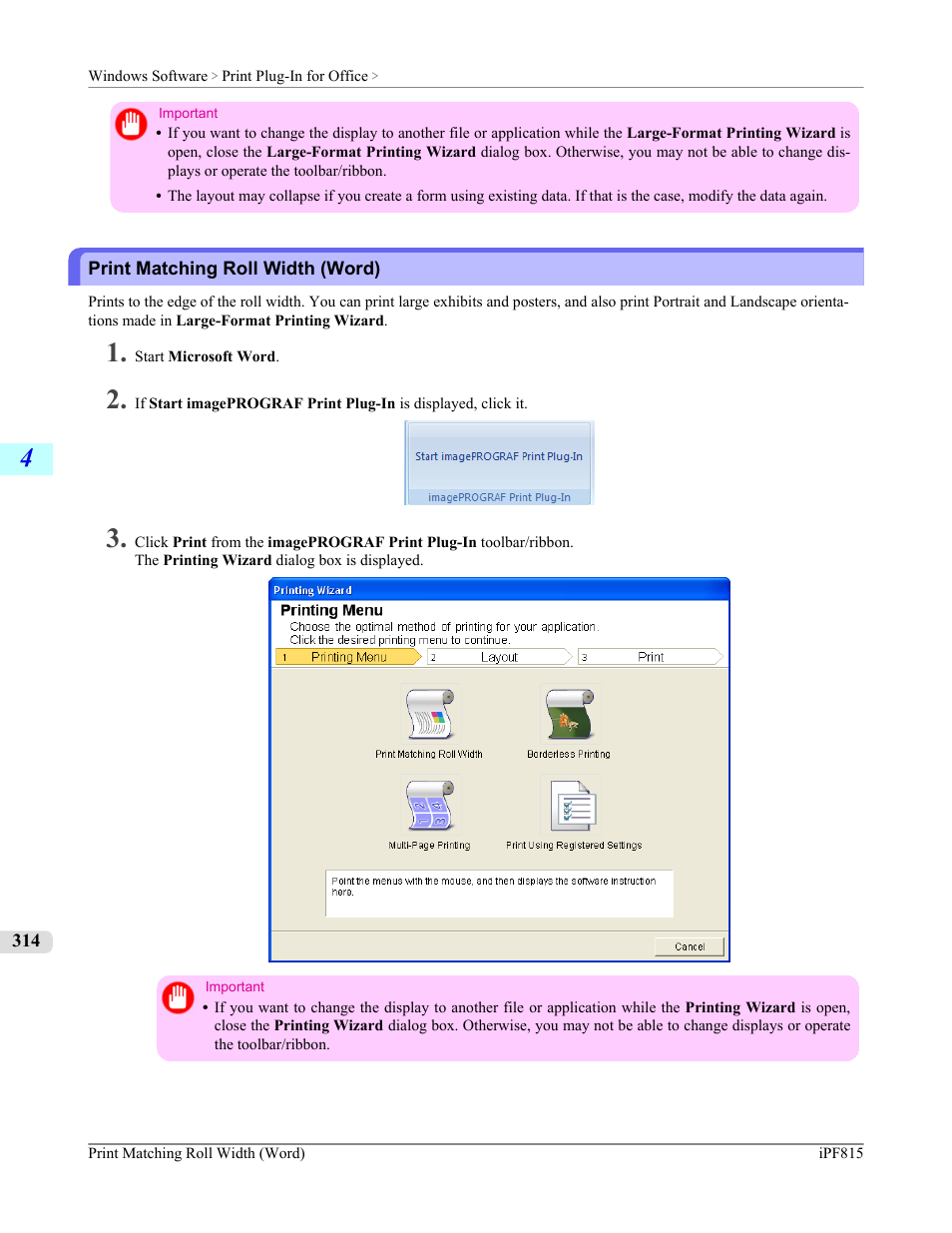 Print matching roll width (word) | Canon imagePROGRAF iPF815 User Manual | Page 330 / 960