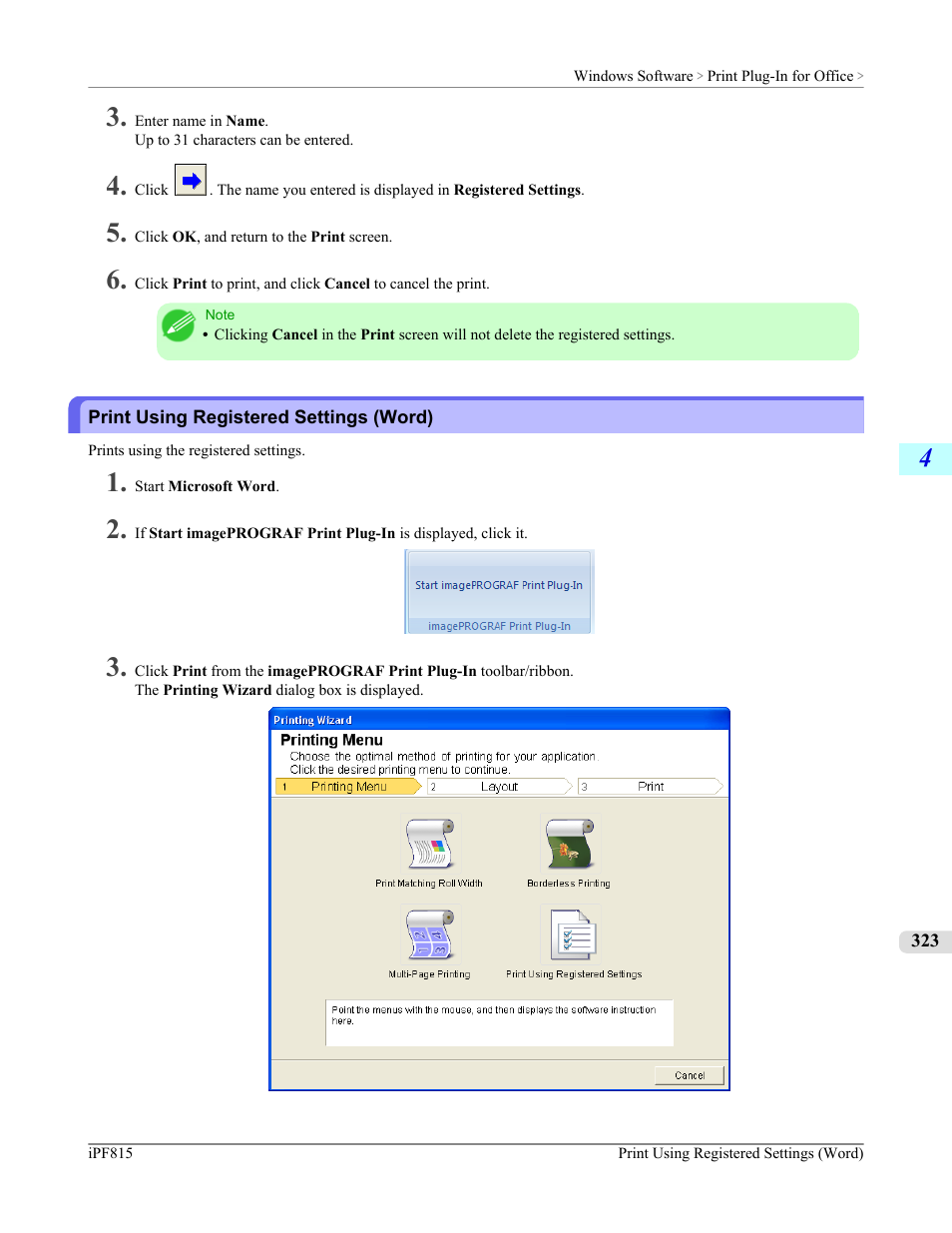 Print using registered settings (word) | Canon imagePROGRAF iPF815 User Manual | Page 339 / 960