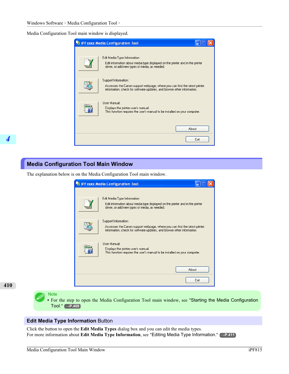 Media configuration tool main window | Canon imagePROGRAF iPF815 User Manual | Page 426 / 960