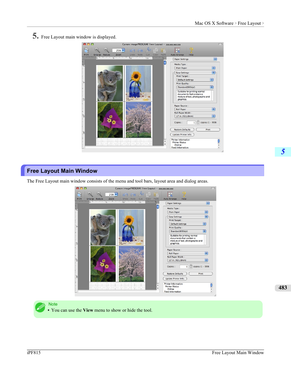 Free layout main window | Canon imagePROGRAF iPF815 User Manual | Page 499 / 960