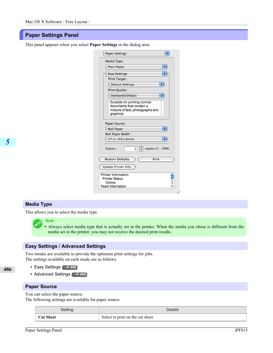 Paper settings panel | Canon imagePROGRAF iPF815 User Manual | Page 502 / 960