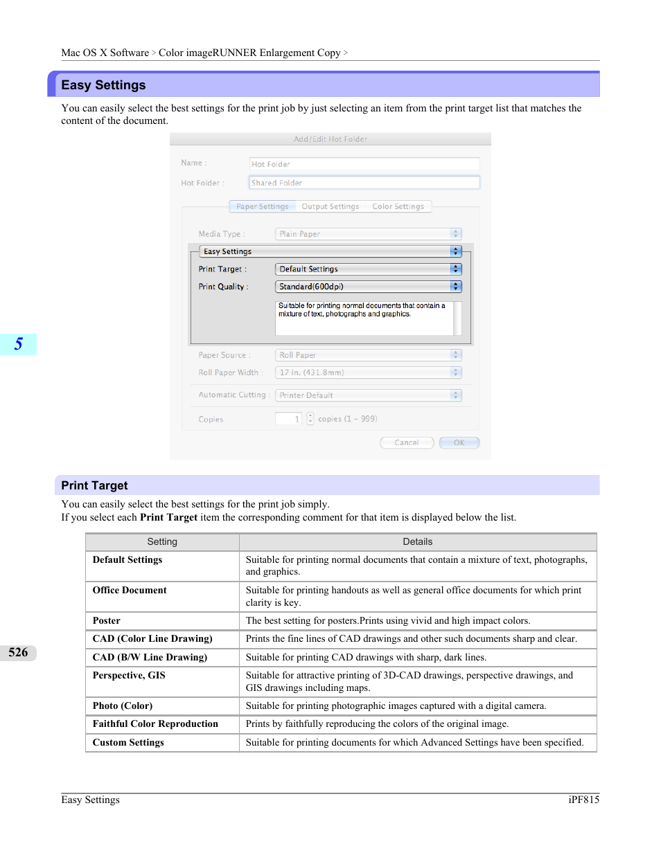 Easy settings, P.526 | Canon imagePROGRAF iPF815 User Manual | Page 542 / 960