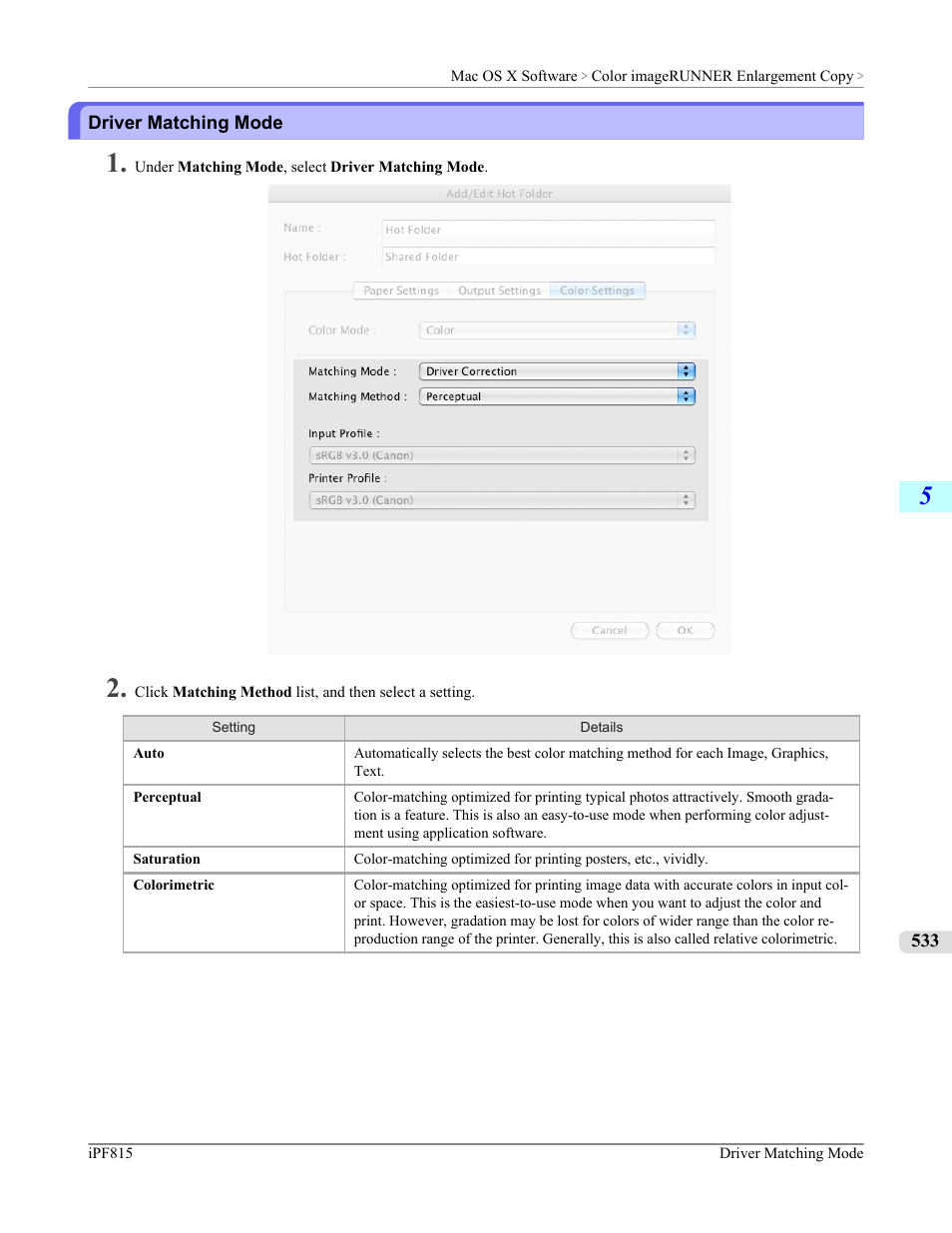Driver matching mode, P.533 | Canon imagePROGRAF iPF815 User Manual | Page 549 / 960