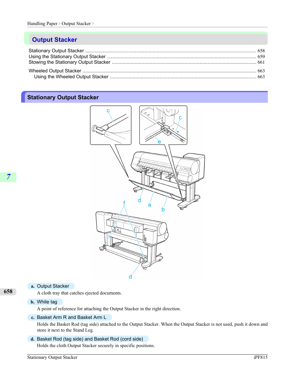 Output stacker, Stationary output stacker | Canon imagePROGRAF iPF815 User Manual | Page 674 / 960