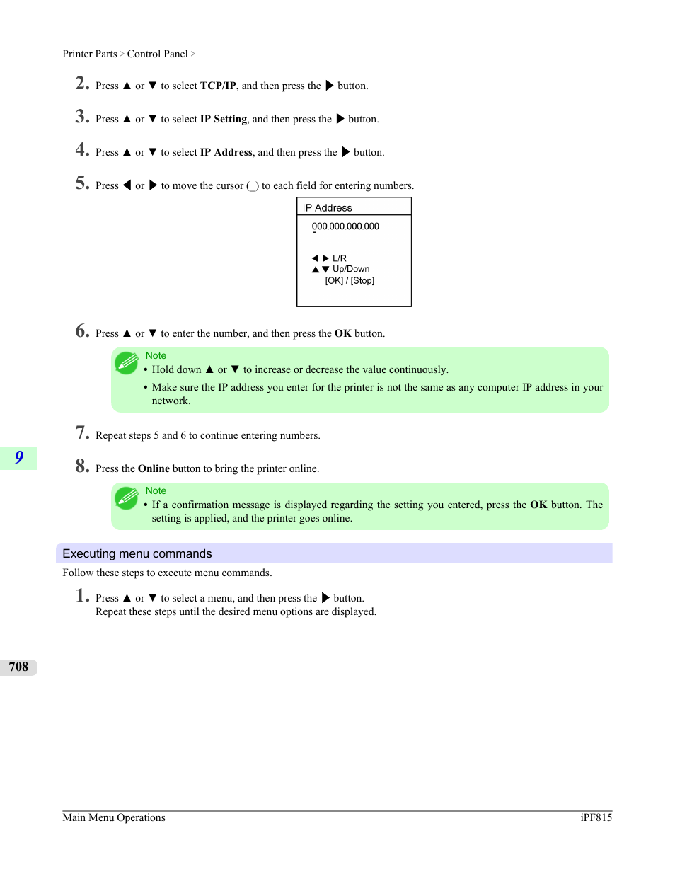 Executing menu commands, P.708 | Canon imagePROGRAF iPF815 User Manual | Page 724 / 960