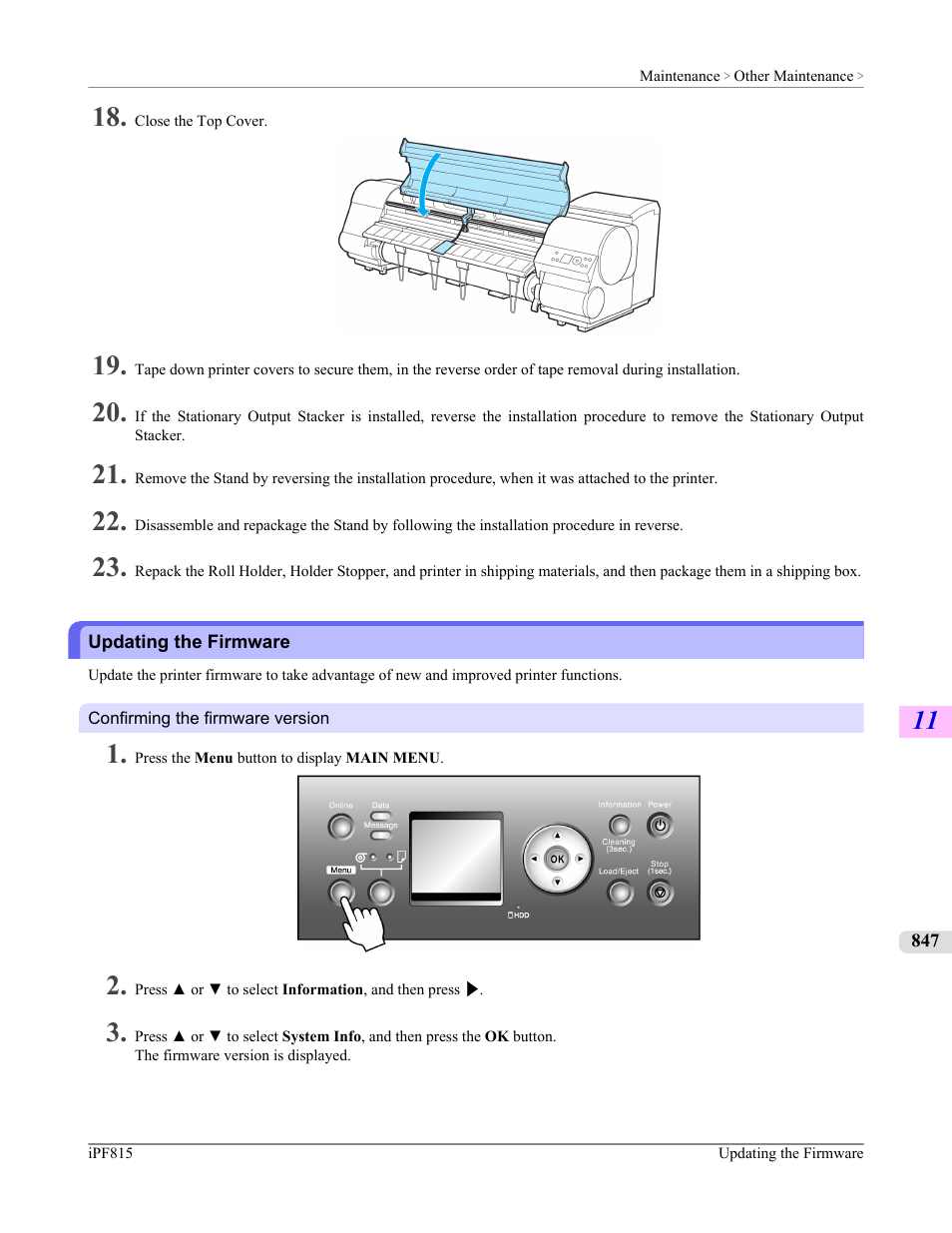 Updating the firmware | Canon imagePROGRAF iPF815 User Manual | Page 863 / 960