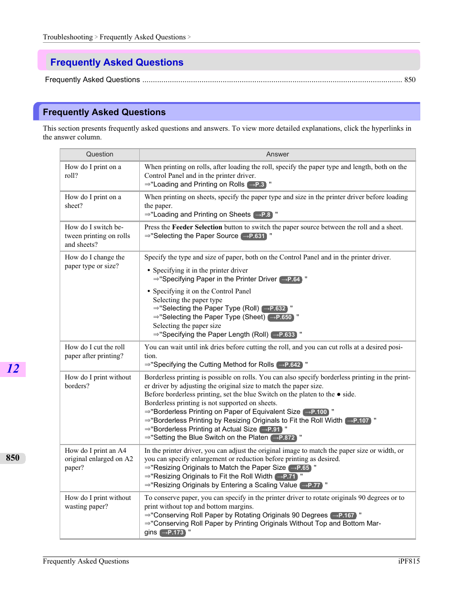 Frequently asked questions | Canon imagePROGRAF iPF815 User Manual | Page 866 / 960