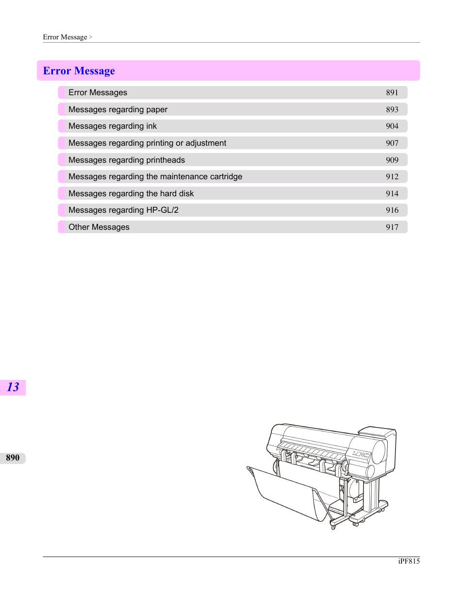 Error message | Canon imagePROGRAF iPF815 User Manual | Page 906 / 960