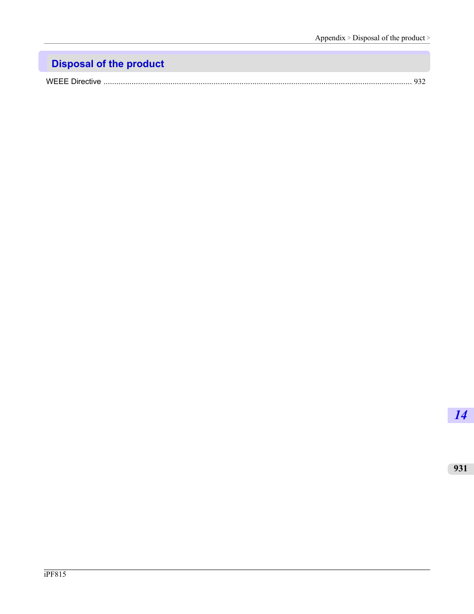 Disposal of the product | Canon imagePROGRAF iPF815 User Manual | Page 947 / 960
