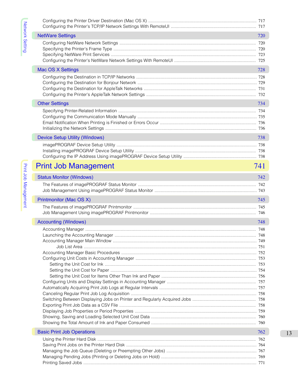 Print job management 741 | Canon imagePROGRAF iPF9400S User Manual | Page 13 / 972