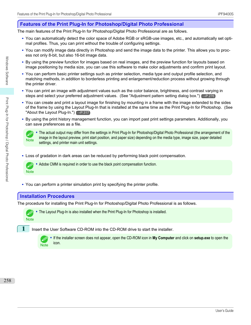 Installation procedures | Canon imagePROGRAF iPF9400S User Manual | Page 258 / 972