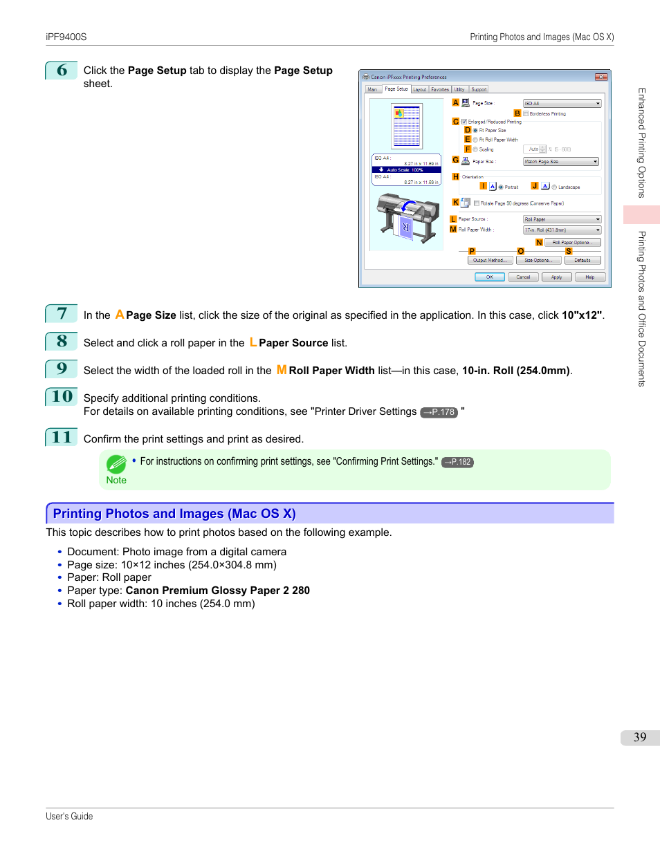 Printing photos and images (mac os x), P.39 | Canon imagePROGRAF iPF9400S User Manual | Page 39 / 972