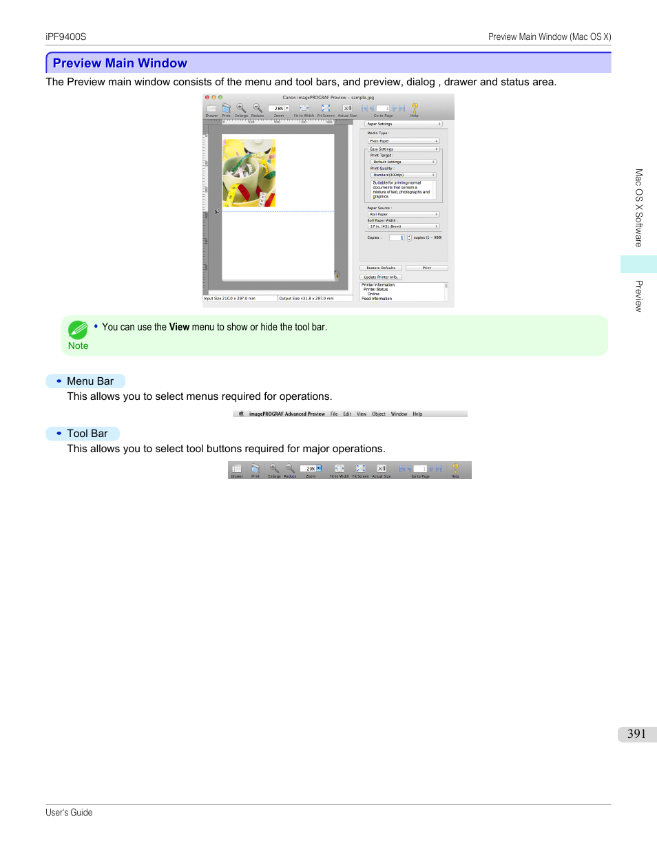 Preview main window | Canon imagePROGRAF iPF9400S User Manual | Page 391 / 972