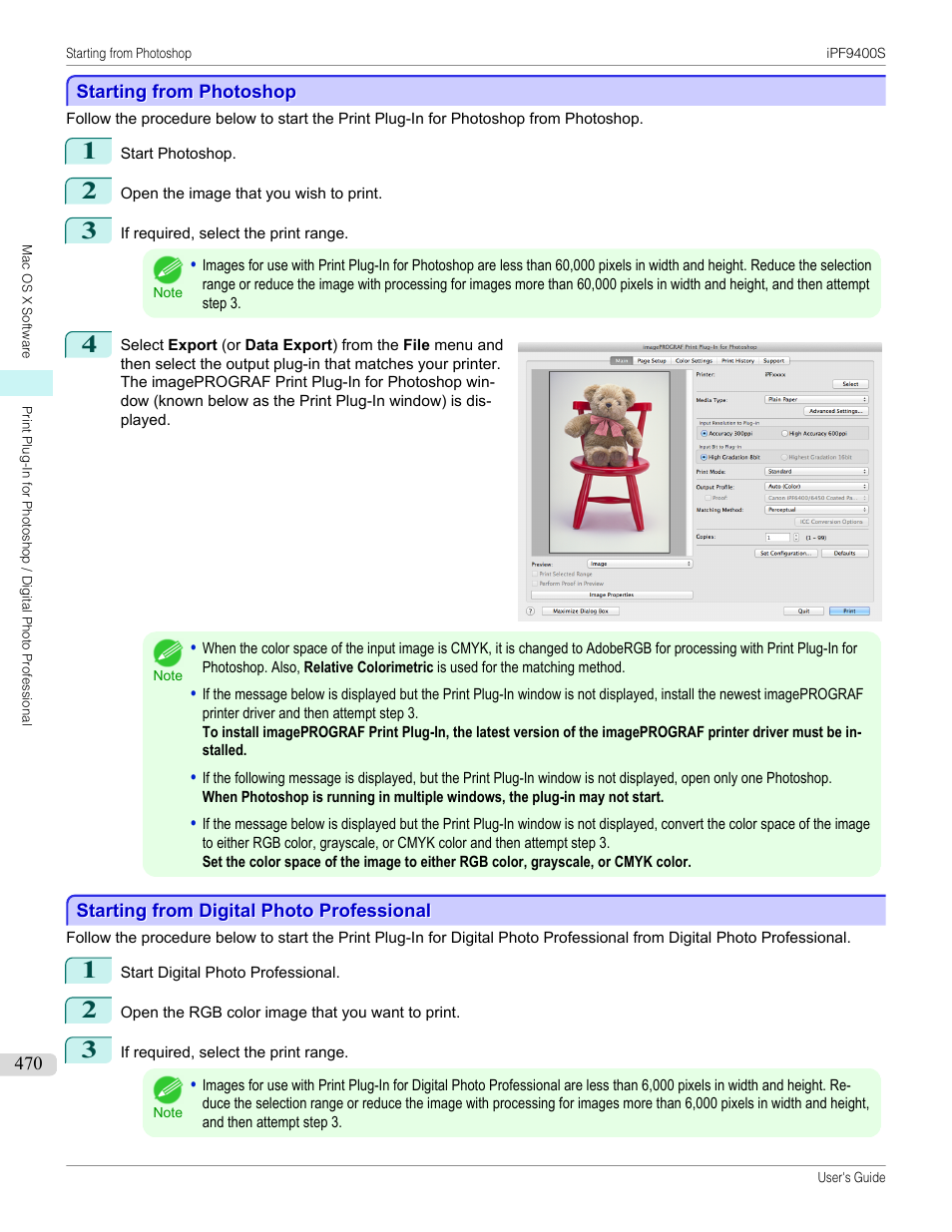 Starting from photoshop, Starting from digital photo professional | Canon imagePROGRAF iPF9400S User Manual | Page 470 / 972