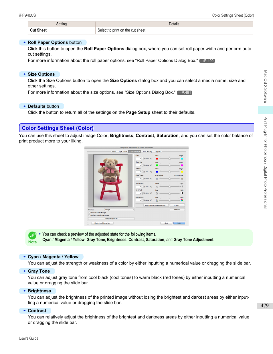 Color settings sheet (color), P.479 | Canon imagePROGRAF iPF9400S User Manual | Page 479 / 972