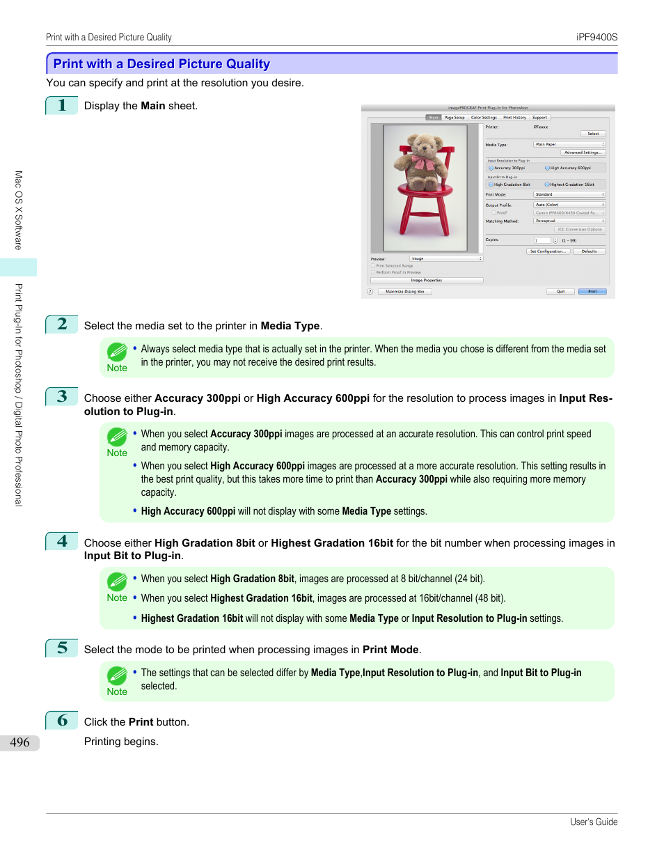 Print with a desired picture quality | Canon imagePROGRAF iPF9400S User Manual | Page 496 / 972