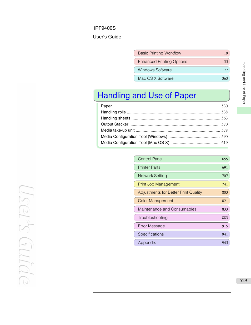 Handling and use of paper | Canon imagePROGRAF iPF9400S User Manual | Page 529 / 972