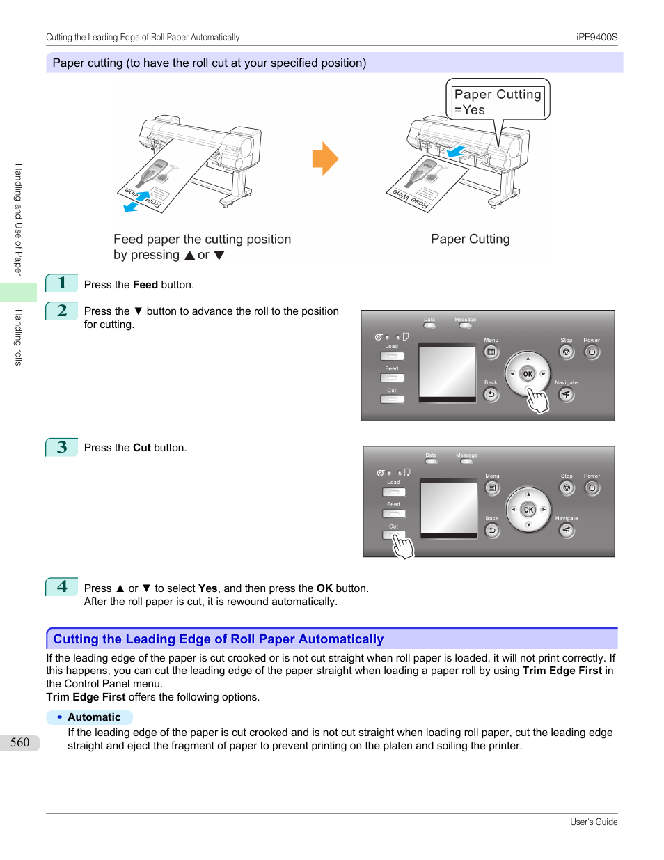 Paper cut- ting | Canon imagePROGRAF iPF9400S User Manual | Page 560 / 972