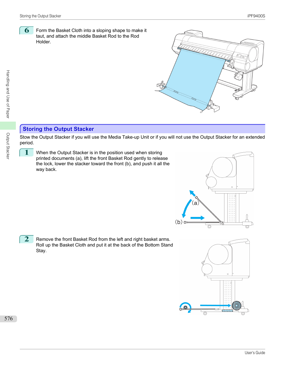 Storing the output stacker, P.576 | Canon imagePROGRAF iPF9400S User Manual | Page 576 / 972