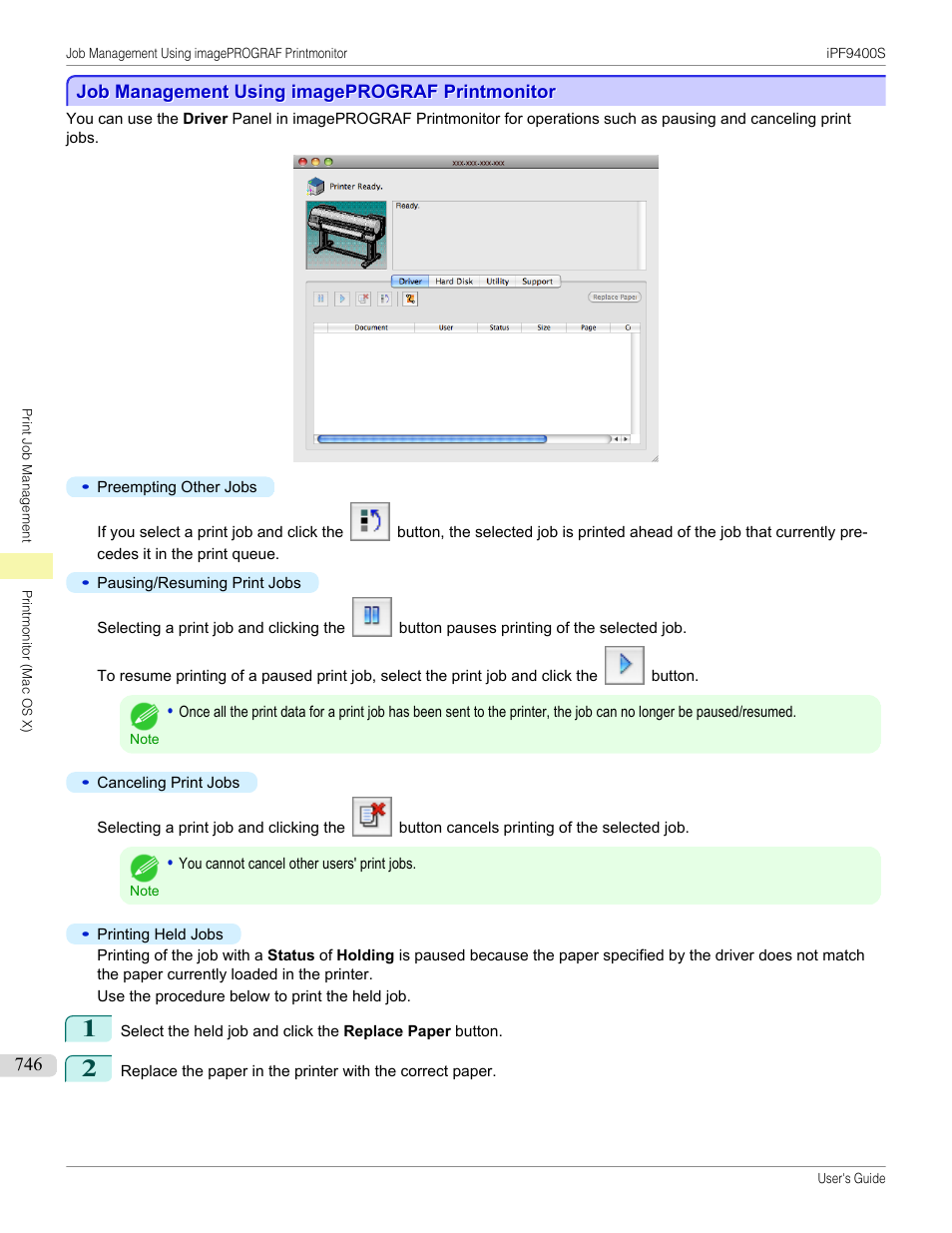 Job management using imageprograf printmonitor | Canon imagePROGRAF iPF9400S User Manual | Page 746 / 972