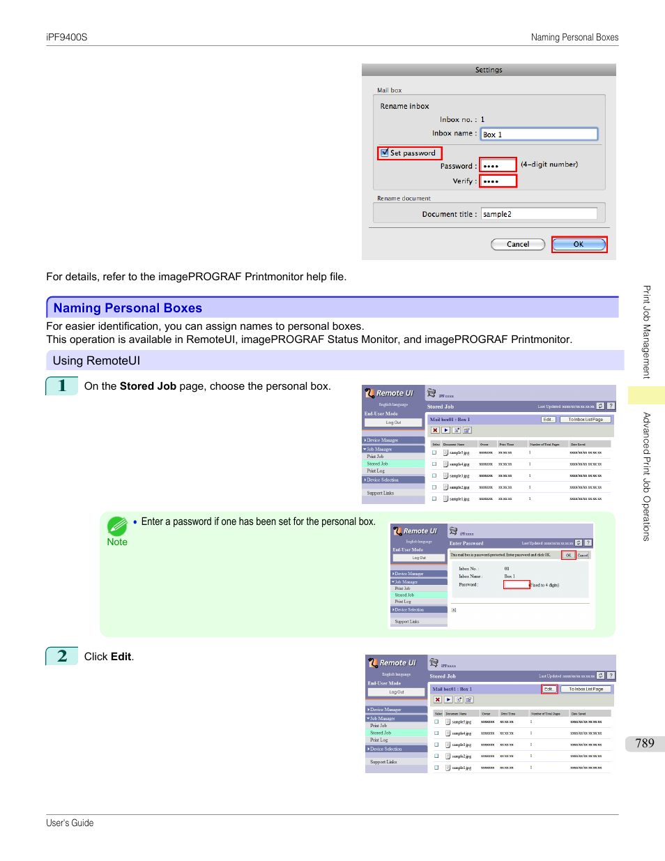Naming personal boxes | Canon imagePROGRAF iPF9400S User Manual | Page 789 / 972