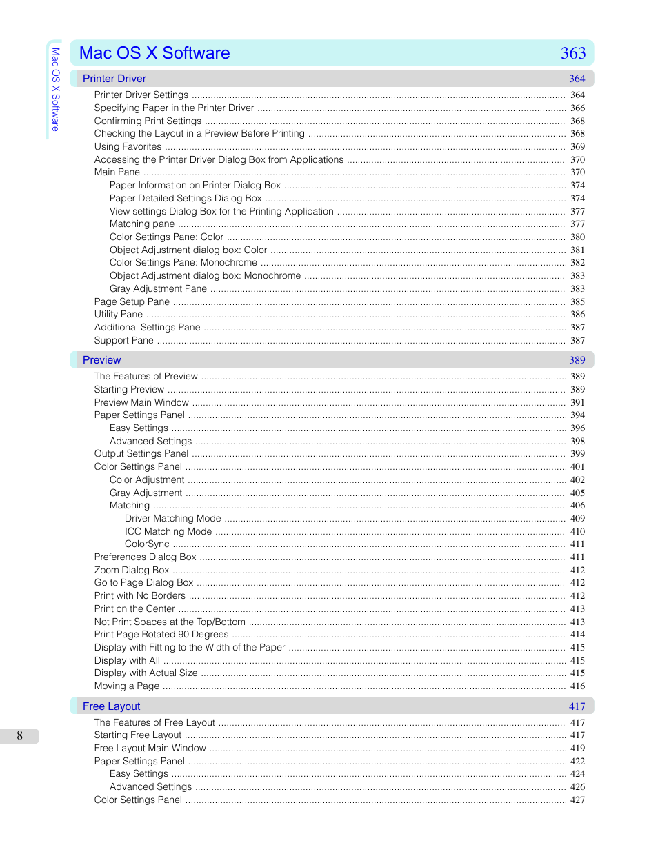 Mac os x software 363 | Canon imagePROGRAF iPF9400S User Manual | Page 8 / 972