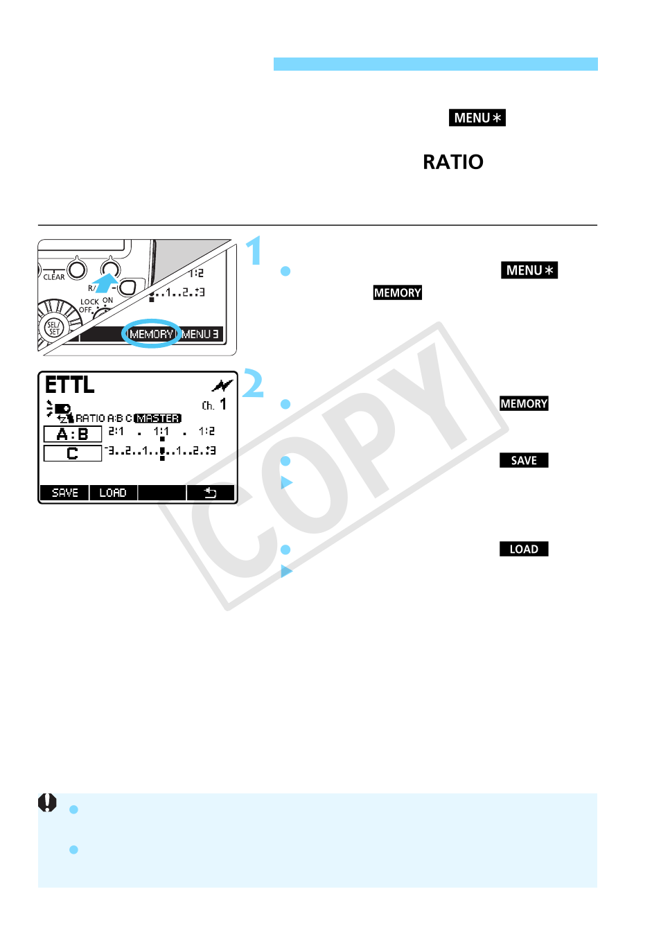 Memory function, Cop y | Canon Macro Ring Lite MR-14EX II User Manual | Page 68 / 260